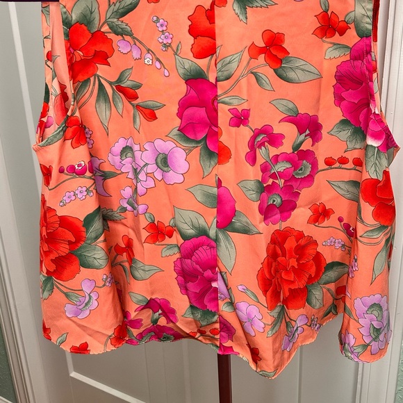 VTG 80s Victoria's Secret Floral Colorful Gold Label Sleeveless Top Womens Med - Picture 5 of 7
